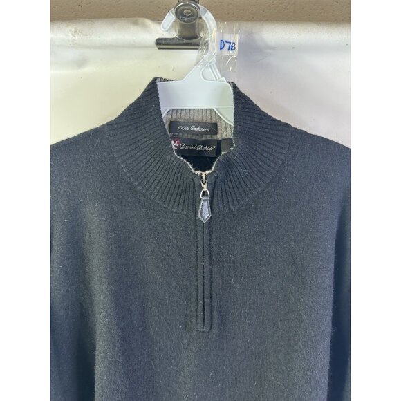 Vintage 90s Soft Cashmere Lightweight 1/2 Zip Sweater Black - Picture 3 of 7